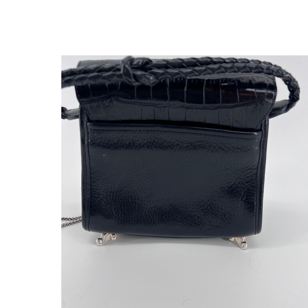 Brighton Vintage Black Croc Embossed Leather Heart Crossbody Bag 365275 - Picture 3 of 9